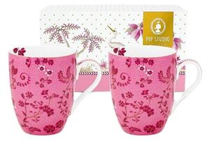 Set 2 căni, din porțelan, Pip Studio, Flowers Pink, 145 ml, colecția Jolie