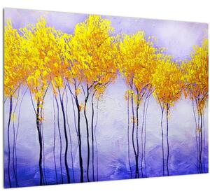 Tablou pe sticlă - Copaci galbeni (70x50 cm)
