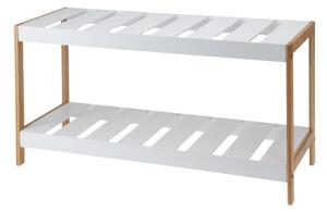 Suport pentru încălțăminte – Excellent Houseware | 2 rafturi, bambus & MDF, 70x26x36 cm, alb/maro
