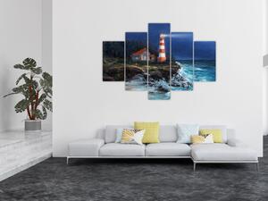 Tablou - Far pe malul oceanului, aquarelă (150x105 cm)