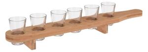 Set 6 Pahare Shot cu Tavă din Lemn – 7 Piese, Atmosfera, 40 ml