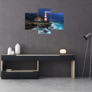 Tablou - Far pe malul oceanului, aquarelă (90x60 cm)