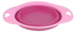 Bol pliabil, din silicon, pentru animale, 19 cm, culoarea roz