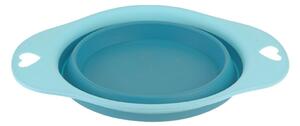 Bol pliabil, din silicon, pentru animale, 19 cm, culoarea albastru