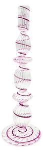 Suport din sticlă, pentru lumânări, Pip Studio, Swirl Pink, 28 cm, colecția Jolie