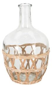Vază Decorativă din Sticlă Transparentă cu Coș Împletit | 15 x 24 cm