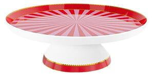 Mini tavă din porțelan, pentru tort, Pip Studio, Red/Pink, 24 cm, colecția Love Birds