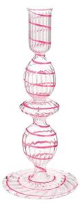 Suport din sticlă, pentru lumânări, Pip Studio, Swirl Pink, 20 cm, colecția Jolie
