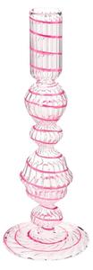 Suport din sticlă, pentru lumânări, Pip Studio, Swirl Pink, 22 cm, colecția Jolie