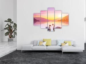 Tablou - Lebăde îndrăgostite (150x105 cm)