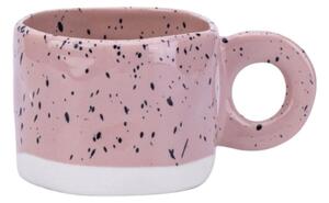 Cană ceramică, culoarea roz cu picățele, mâner rotund, 275 ml, design modern glazurat, CUP29