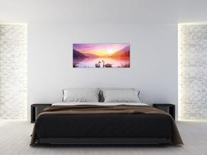 Tablou - Lebăde îndrăgostite (120x50 cm)