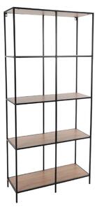 Etajeră cu 5 Rafturi – 78x30x170 cm | Cadru Metalic Negru & Polițe MDF Lemn | H&S Collection