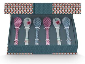 Set 6 lingurițe, din porțelan, Pip Studio, Blue, 13 cm, colecția Flower Festival