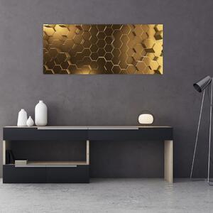 Tablou - Hexagoane verzi (120x50 cm)