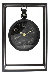 Ceas de masă H&S Collection, design industrial, metal negru, 30x20x8 cm, diametru 15 cm