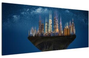 Tablou - Metropola plutind în spațiu (120x50 cm)