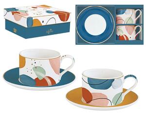 Set porțelan, 2 cești și farfurioare, Shapes, 240 ml, Easy Life