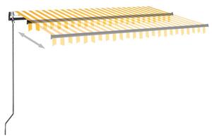 Copertină automată cu senzor vânt & LED, galben/alb, 400x300 cm