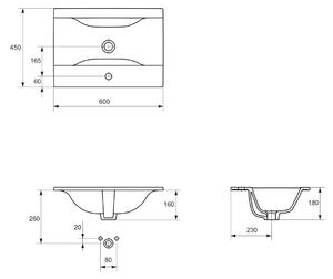 Set dulap baie suspendat 2 sertare Gracja cu lavoar Ontario inclus, 60 cm, alb