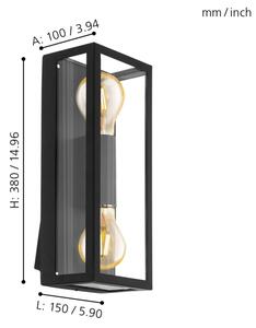 Eglo 98273 - Aplică perete exterior ALAMONTE 2xE27/60W/230V IP44