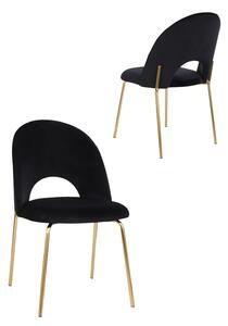 Scaun Molly Black negru, picioare aurii