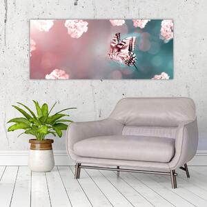 Tablou - Fluture între flori (120x50 cm)