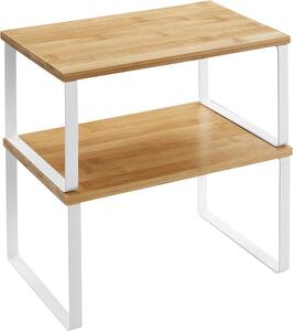 Set 2 masute bambus cu cadru metalic alb