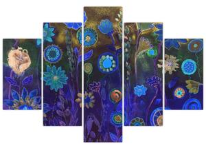 Tablou - Flori albastru închis (150x105 cm)