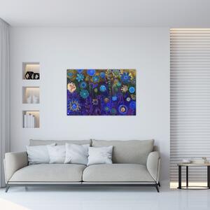 Tablou - Flori albastru închis (90x60 cm)
