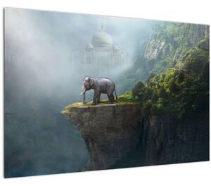 Tablou - Elefant în vârful Taj Mahalului (90x60 cm)