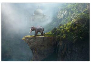 Tablou - Elefant în vârful Taj Mahalului (90x60 cm)
