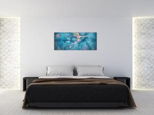 Tablou - Sirenă cu delfini (120x50 cm)