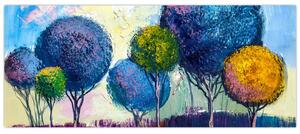 Tablou - Copaci, pictură în ulei (120x50 cm)