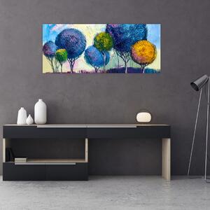 Tablou - Copaci, pictură în ulei (120x50 cm)