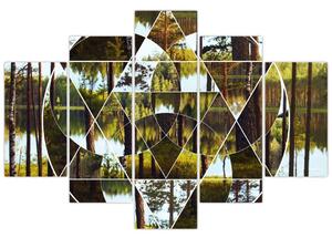 Tablou - Colaj geometric pe fundalul pădurilor nordice (150x105 cm)