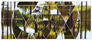 Tablou - Colaj geometric pe fundalul pădurilor nordice (120x50 cm)