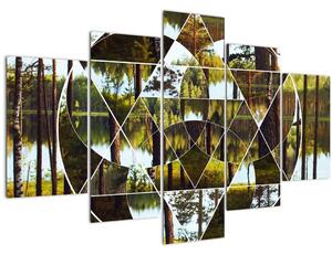 Tablou - Colaj geometric pe fundalul pădurilor nordice (150x105 cm)