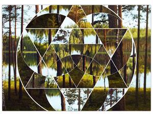 Tablou - Colaj geometric pe fundalul pădurilor nordice (70x50 cm)
