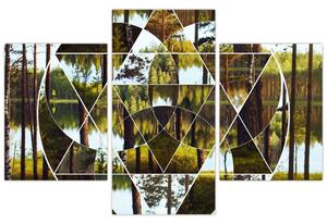 Tablou - Colaj geometric pe fundalul pădurilor nordice (90x60 cm)