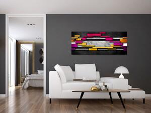 Tablou - Abstrac colorat, fundal negru (120x50 cm)