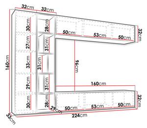 Mobilier living Londria (Alb + Alb + stejar artisan). 1053939