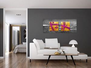 Tablou - Pătratr colorate pe fond negru (120x50 cm)