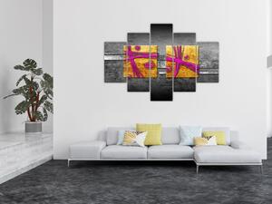 Tablou - Pătratr colorate pe fond negru (150x105 cm)