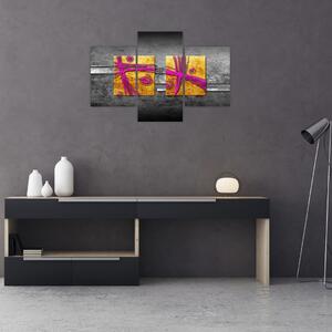 Tablou - Pătratr colorate pe fond negru (90x60 cm)