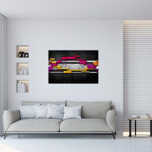 Tablou - Abstrac colorat, fundal negru (90x60 cm)