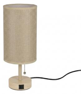 Brilagi - Lampă de masă TABLON cu port USB 1xE27/25W/230V stejar/bej