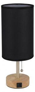 Brilagi - Lampă de masă TABLON cu port USB, 1xE27/25W/230V, stejar/bej/negru