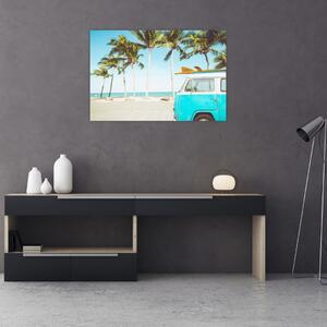 Tablou - Vintage, furgonetă, plajă (90x60 cm)