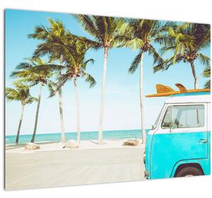 Tablou - Vintage, furgonetă, plajă (70x50 cm)